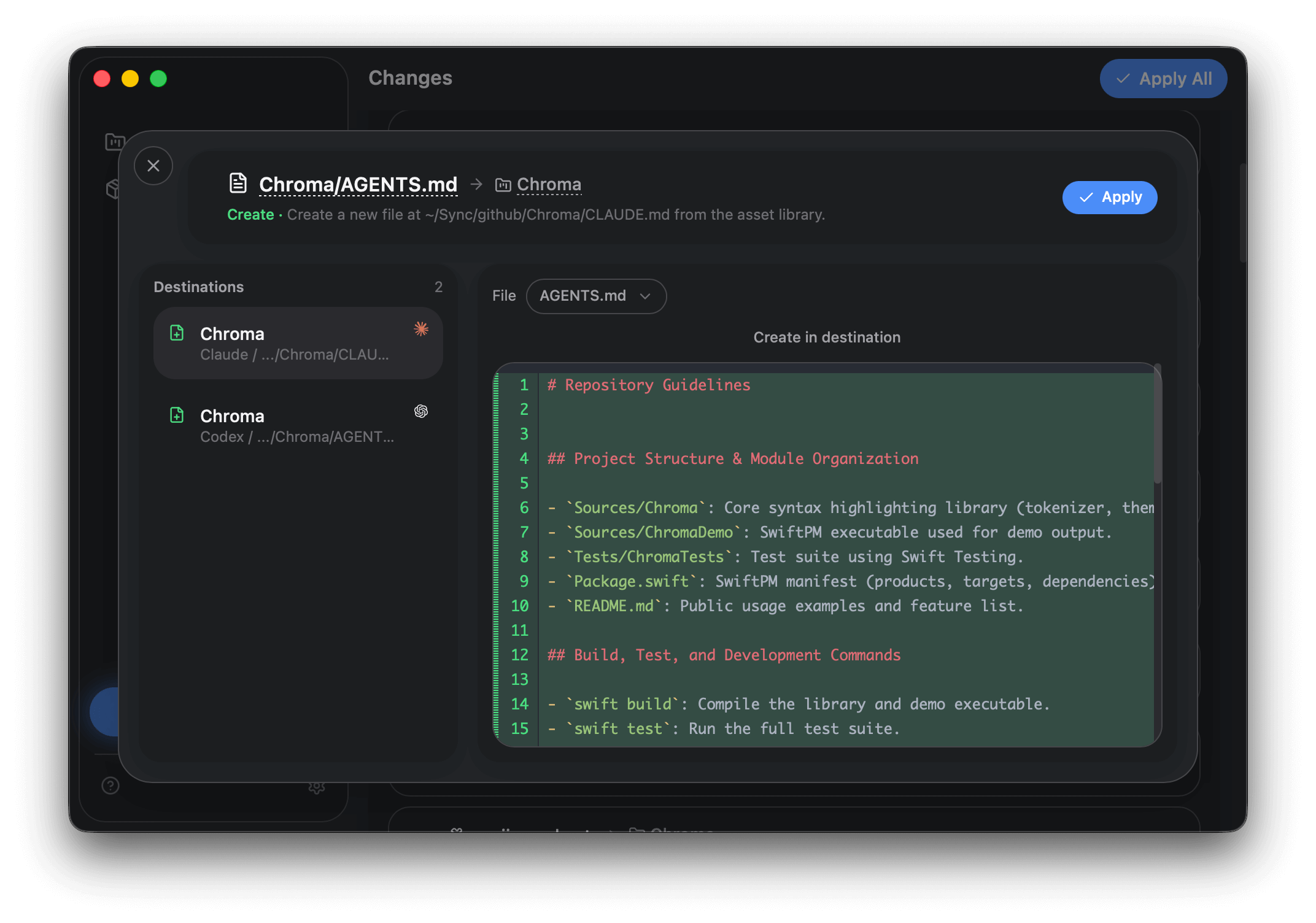 Change detail view for a single item