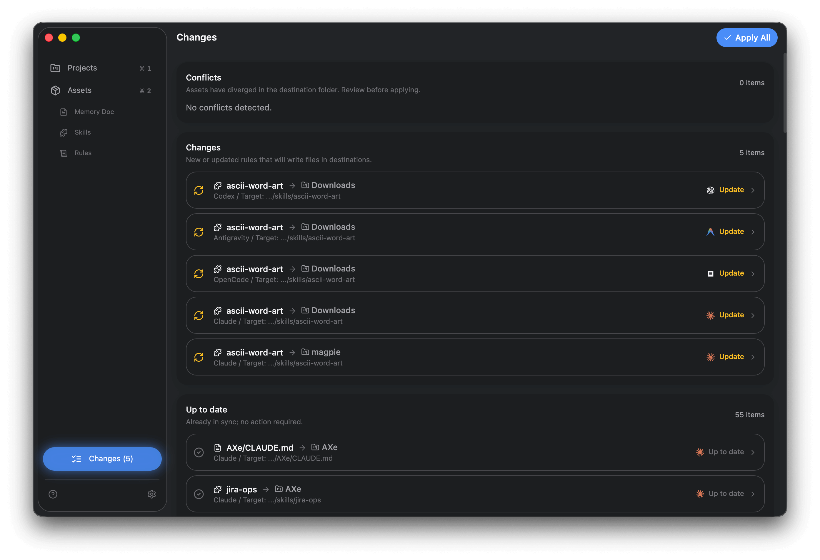 Review pending updates in Changes