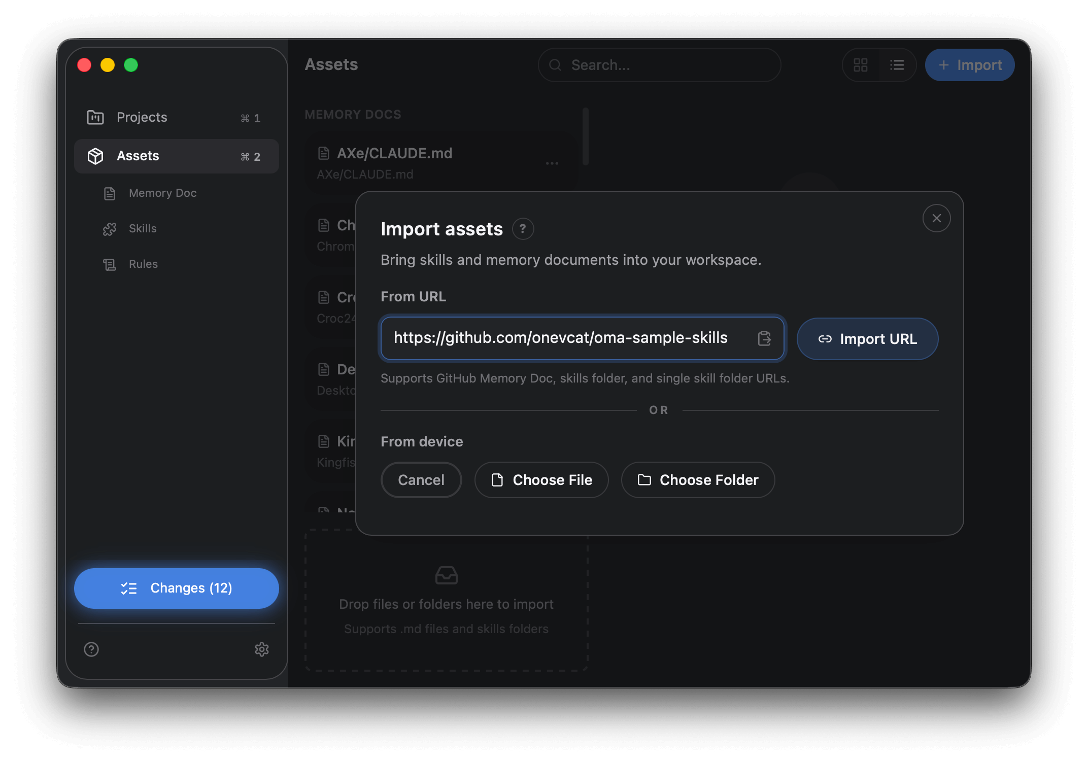 Import assets from URL