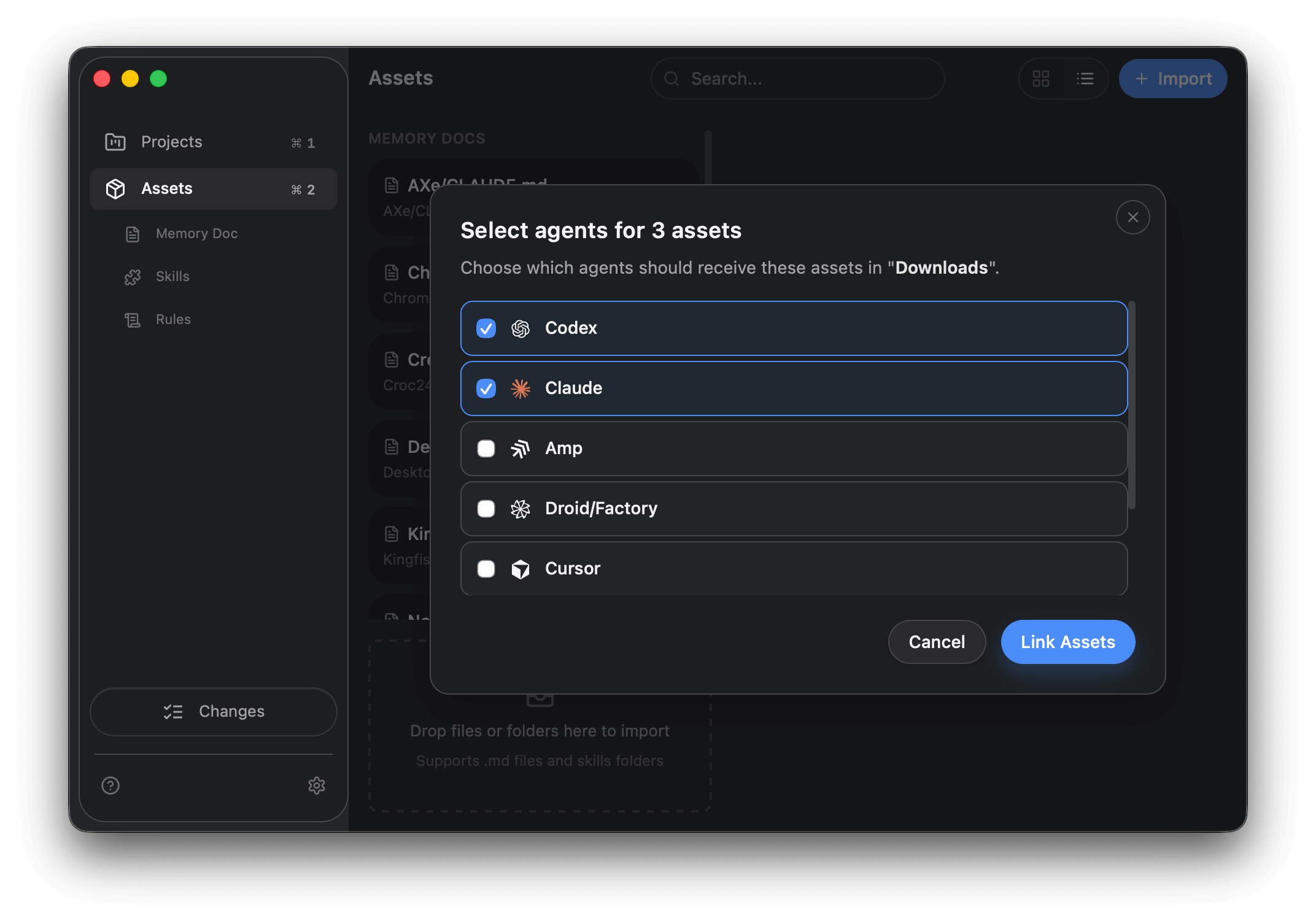 Pick agents for imported skills