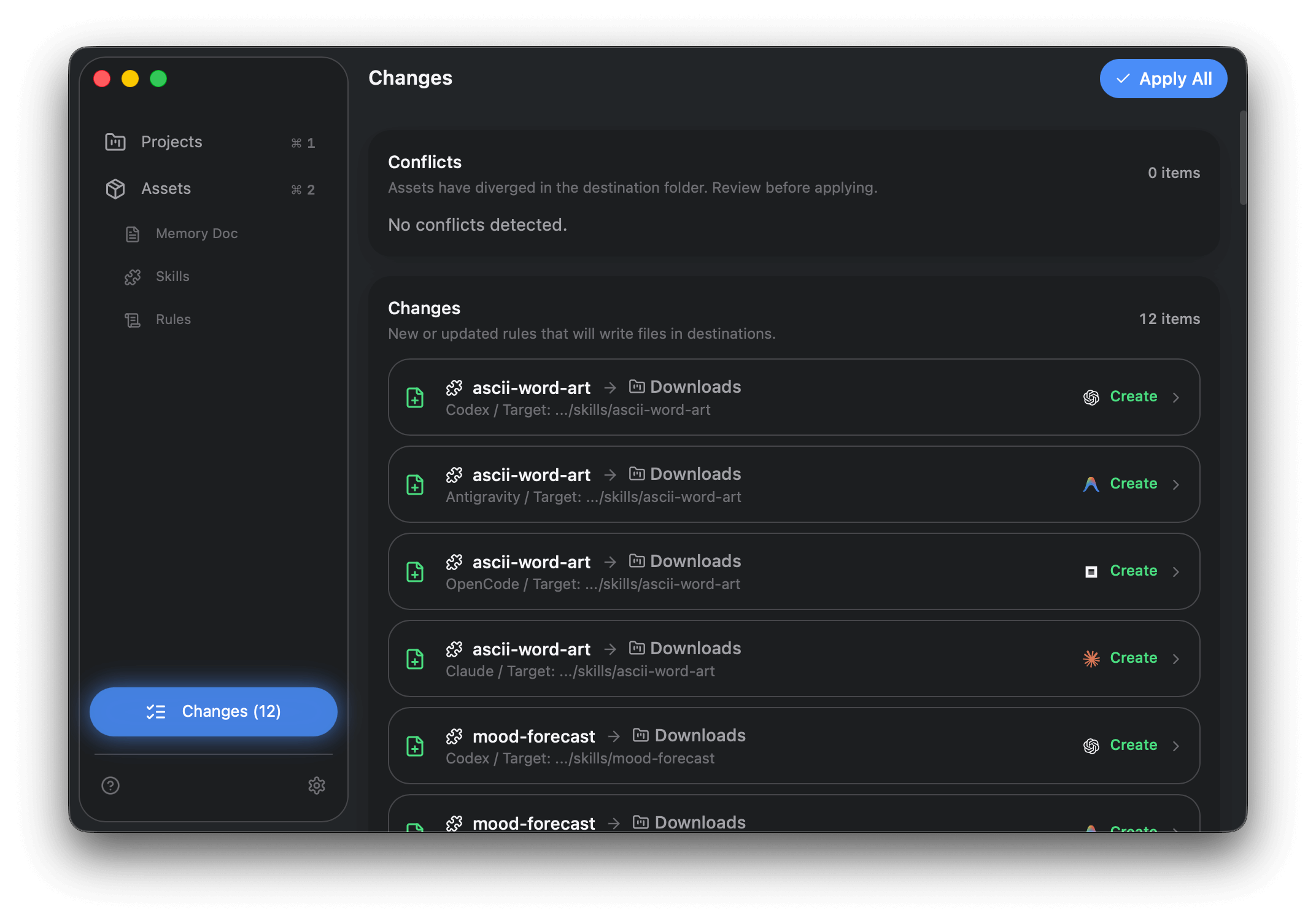 Sync changes after linking skills