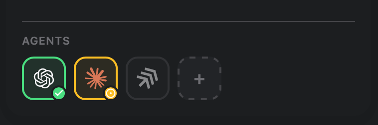 Agent selector states in the project detail view